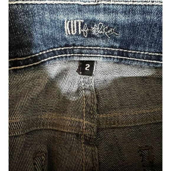 Kut from the Kloth Jeans Women's Size 2 Cameron Cuffed Straight-Leg Ankle Blue - Picture 4 of 14